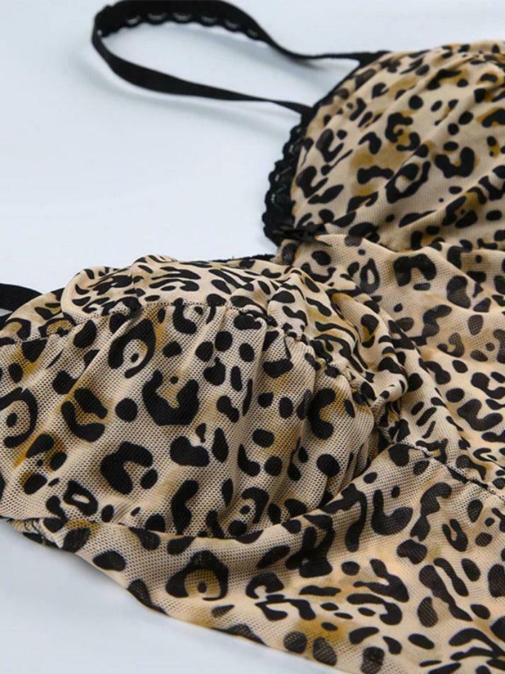 Leopard Print Lace Cami Top with Bow Detail - Y2K Fashion Aesthetic Leopard Print Lace Cami Top with Bow Detail - Y2K Fashion Aesthetic