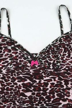 Leopard Print Lace Cami: Y2K Fashion Coquette Aesthetic Cute Tops Grunge Style Cargo Skirt
