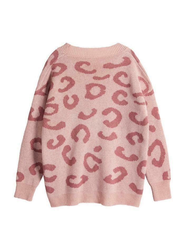 Leopard Print Loose Cardigan for Y2K Fashion Enthusiasts Leopard Print Loose Cardigan for Y2K Fashion Enthusiasts