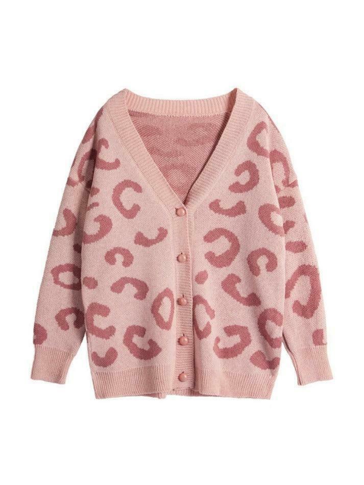 Leopard Print Loose Cardigan for Y2K Fashion Enthusiasts Leopard Print Loose Cardigan for Y2K Fashion Enthusiasts