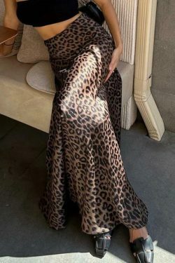 Leopard Print Mermaid Maxi Skirt - Y2K Fashion Statement with Coquette and Grunge Aesthetic