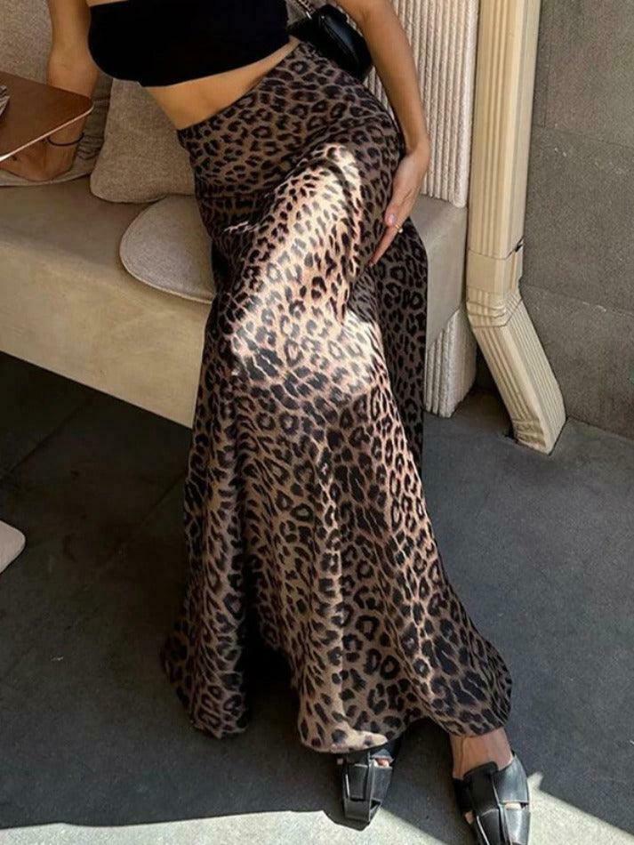Leopard Print Mermaid Maxi Skirt - Y2K Fashion Statement with Coquette and Grunge Aesthetic