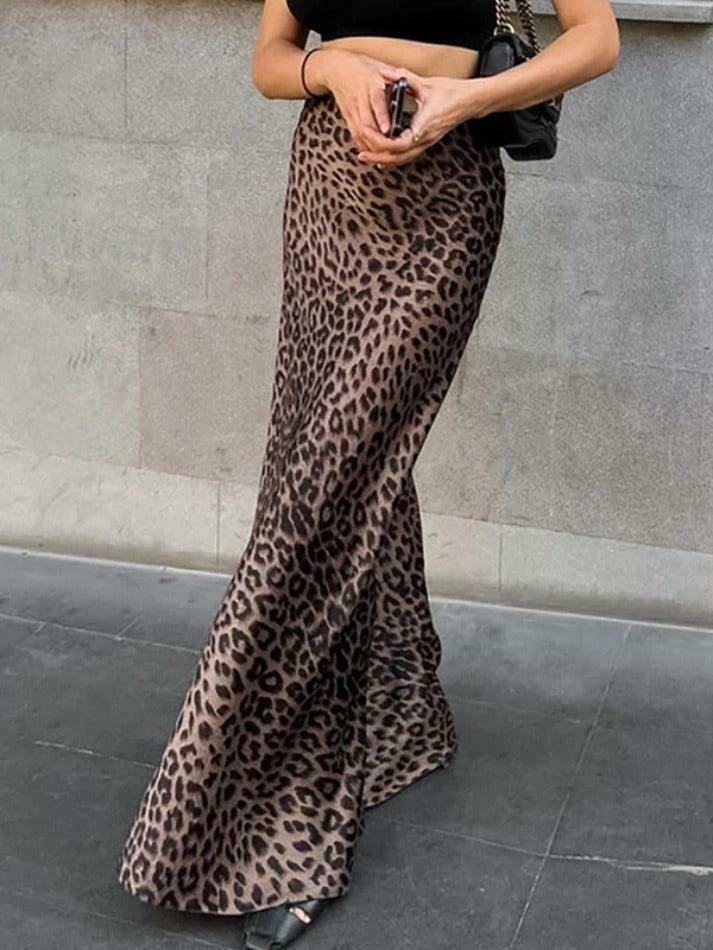 Leopard Print Mermaid Maxi Skirt - Y2K Fashion Statement with Coquette and Grunge Aesthetic