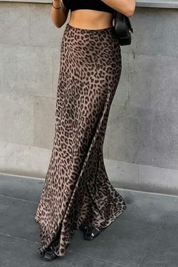 Leopard Print Mermaid Maxi Skirt - Y2K Fashion Statement with Coquette and Grunge Aesthetic