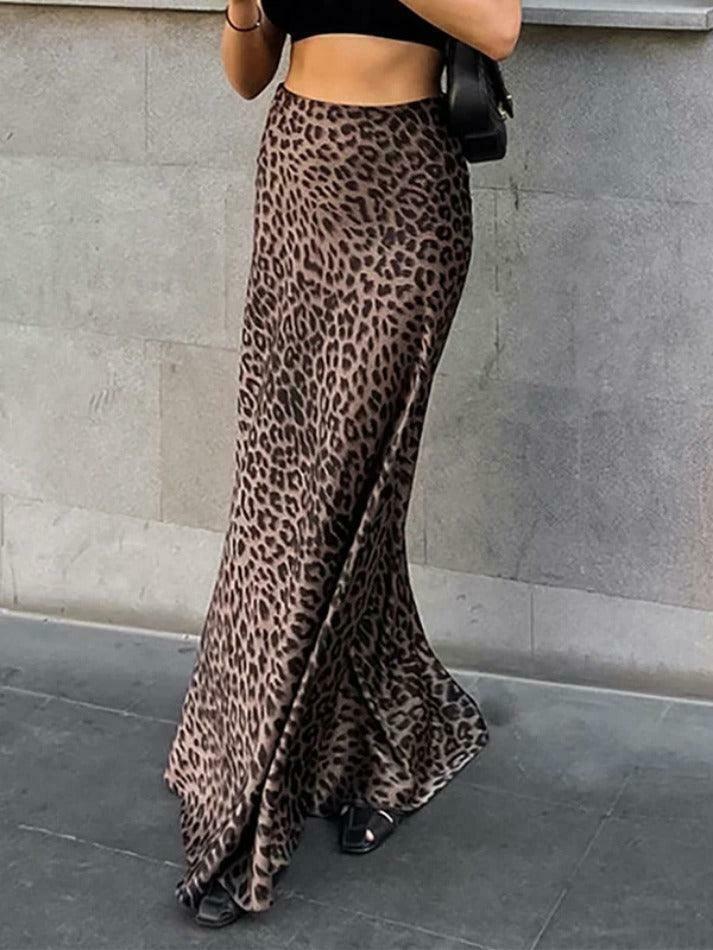 Leopard Print Mermaid Maxi Skirt - Y2K Fashion Statement with Coquette and Grunge Aesthetic