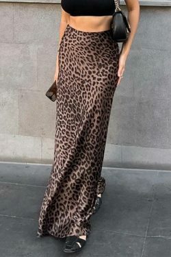 Leopard Print Mermaid Maxi Skirt - Y2K Fashion Statement with Coquette and Grunge Aesthetic