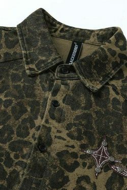 Leopard Print Overshirt - Y2K Fashion with Coquette Aesthetic Twist