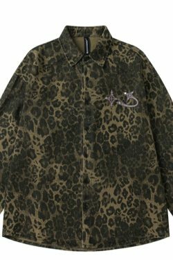 Leopard Print Overshirt - Y2K Fashion with Coquette Aesthetic Twist
