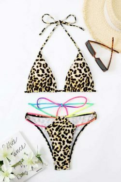 Leopard Print Swimsuit Bikini - Y2K Fashion Statement - Coquette Aesthetic with