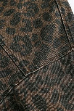 Leopard Print Trucker Jacket with Zipper - Y2K Fashion Statement for Women