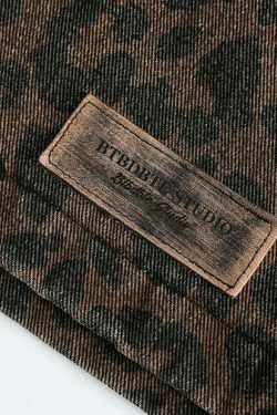 Leopard Print Trucker Jacket with Zipper - Y2K Fashion Statement for Women