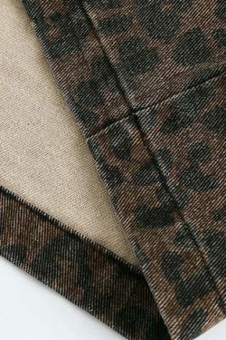 Leopard Print Trucker Jacket with Zipper - Y2K Fashion Statement for Women