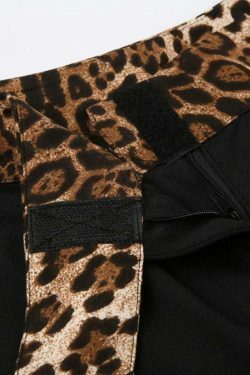 Leopard Splice Flare Leg Pants for Y2K Fashion Enthusiasts
