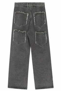 Lightning Star Patch Baggy Jeans - Y2K Fashion Statement with Unique Aesthetic Appeal