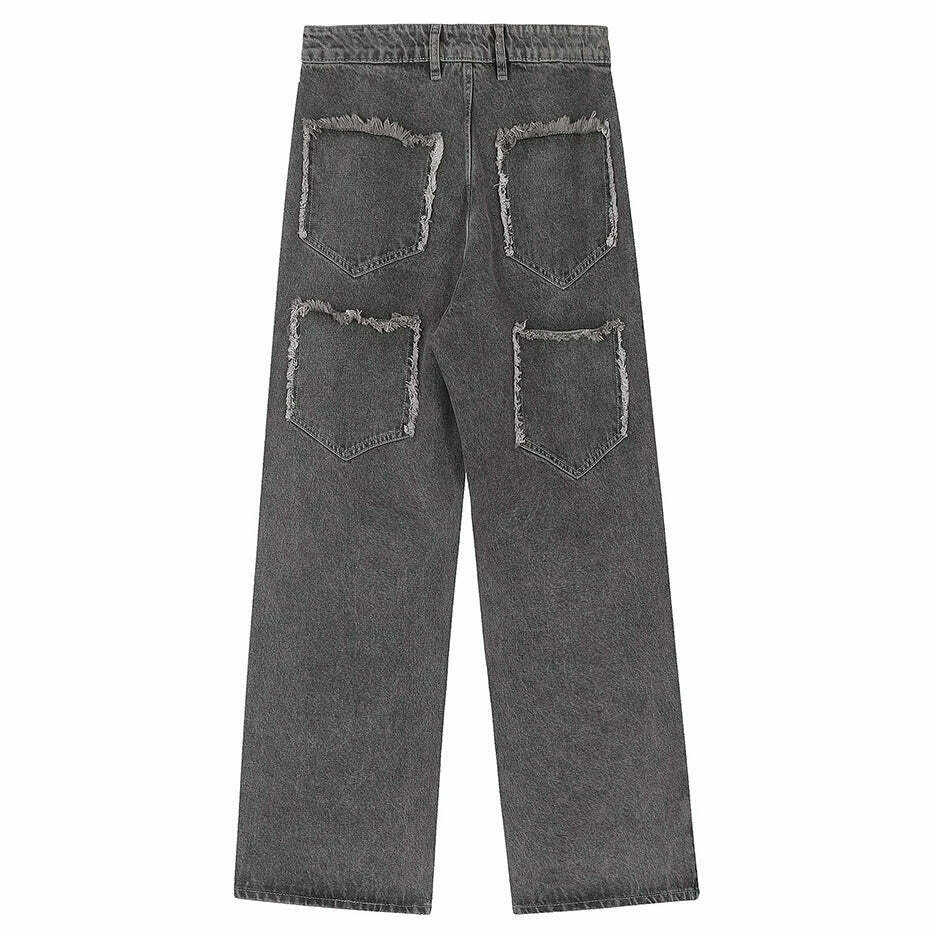 Lightning Star Patch Baggy Jeans - Y2K Fashion Statement with Unique Aesthetic Appeal Lightning Star Patch Baggy Jeans - Y2K Fashion Statement with Unique Aesthetic Appeal