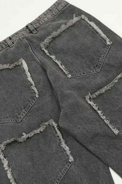 Lightning Star Patch Baggy Jeans - Y2K Fashion Statement with Unique Aesthetic Appeal