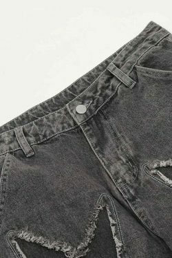 Lightning Star Patch Baggy Jeans - Y2K Fashion Statement with Unique Aesthetic Appeal