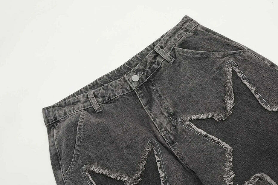 Lightning Star Patch Baggy Jeans - Y2K Fashion Statement with Unique Aesthetic Appeal Lightning Star Patch Baggy Jeans - Y2K Fashion Statement with Unique Aesthetic Appeal
