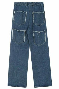 Lightning Star Patch Baggy Jeans - Y2K Fashion Statement with Unique Aesthetic Appeal
