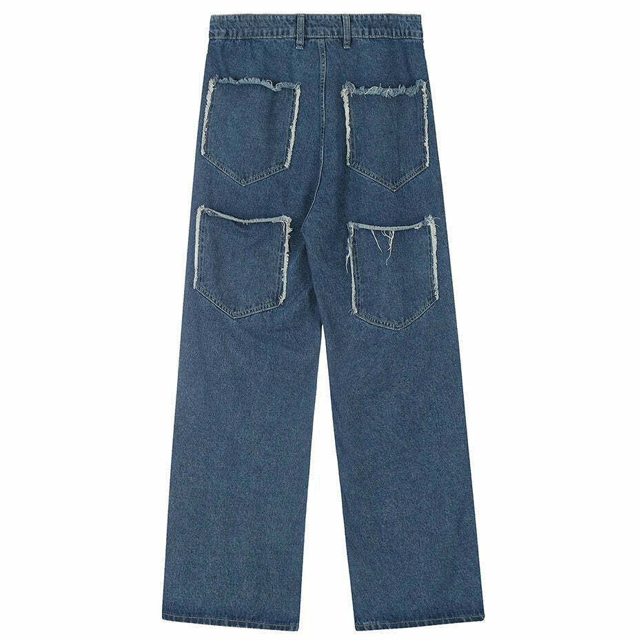 Lightning Star Patch Baggy Jeans - Y2K Fashion Statement with Unique Aesthetic Appeal Lightning Star Patch Baggy Jeans - Y2K Fashion Statement with Unique Aesthetic Appeal