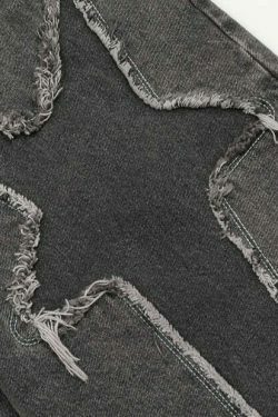 Lightning Star Patch Baggy Jeans - Y2K Fashion Statement with Unique Aesthetic Appeal