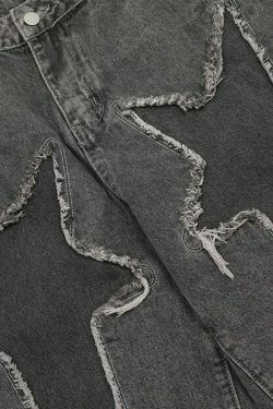 Lightning Star Patch Baggy Jeans - Y2K Fashion Statement with Unique Aesthetic Appeal