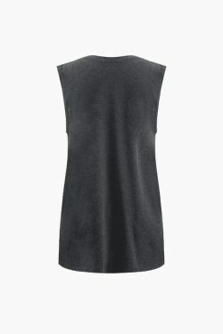 Love Flower Distressed Sleeveless Tee - Y2K Fashion Aesthetic Top for Women