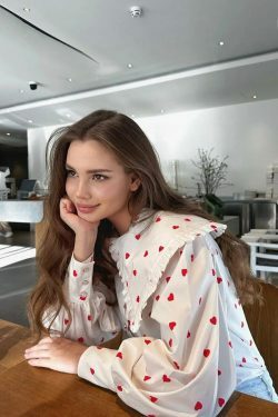 Love In The Air' Heart Print Shirt - Y2K Fashion Coquette Aesthetic Grunge