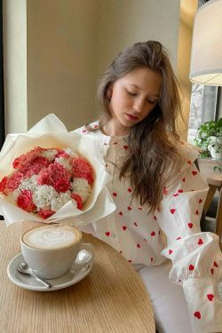 Love In The Air' Heart Print Shirt - Y2K Fashion Coquette Aesthetic Grunge