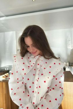 Love In The Air' Heart Print Shirt - Y2K Fashion Coquette Aesthetic Grunge