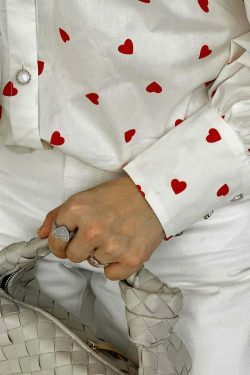 Love In The Air' Heart Print Shirt - Y2K Fashion Coquette Aesthetic Grunge