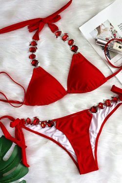 Luxury Diamond Swimsuit: Y2K Fashion Split Strap Sexy Swimwear