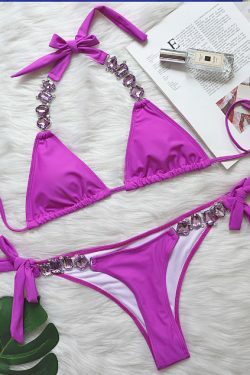 Luxury Diamond Swimsuit: Y2K Fashion Split Strap Sexy Swimwear