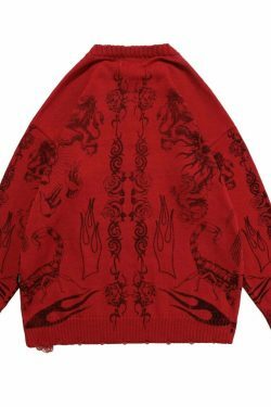 MADE EXTREME Tattoo Print Oversized Sweater - Y2K Aesthetic Coquette Fashion for Women