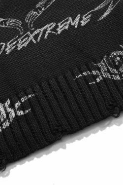 MADE EXTREME Tattoo Print Oversized Sweater - Y2K Aesthetic Coquette Fashion for Women