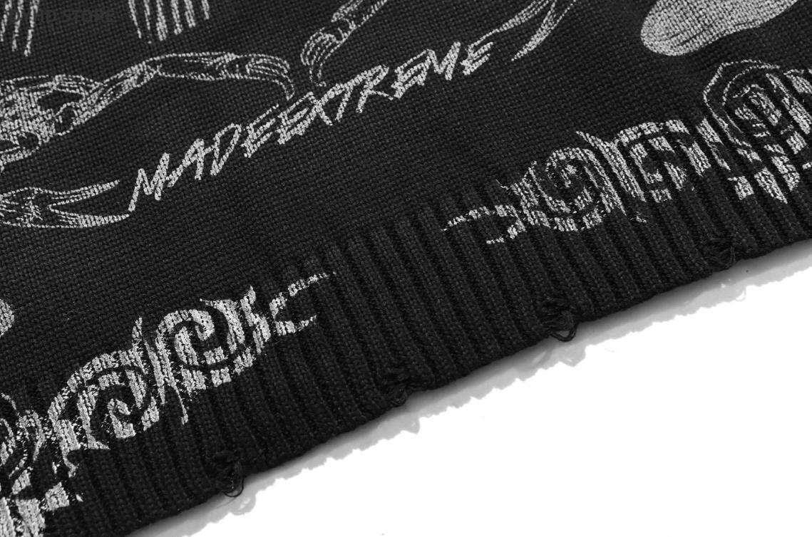 MADE EXTREME Tattoo Print Oversized Sweater - Y2K Aesthetic Coquette Fashion for Women MADE EXTREME Tattoo Print Oversized Sweater - Y2K Aesthetic Coquette Fashion for Women
