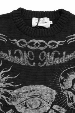 MADE EXTREME Tattoo Print Oversized Sweater - Y2K Aesthetic Coquette Fashion for Women