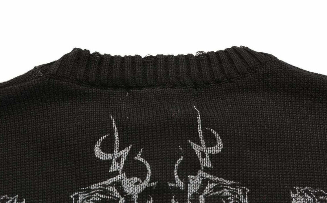 MADE EXTREME Tattoo Print Oversized Sweater - Y2K Aesthetic Coquette Fashion for Women MADE EXTREME Tattoo Print Oversized Sweater - Y2K Aesthetic Coquette Fashion for Women