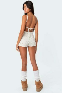 Marble Floral Playsuit - Y2K Fashion Coquette Aesthetic Grunge Style Cute Tops Past