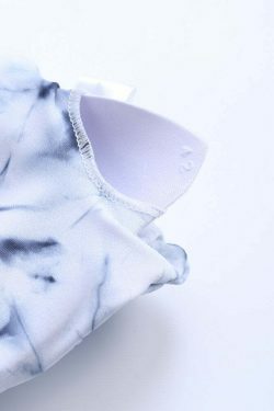 Marble Print Backless Tie-Front Bowknot Soft Bikini Beach Swimsuit