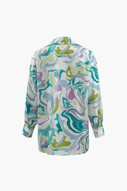 Marble Print Shirt & Pants Set: Y2K Coquette Grunge Aesthetic Cute Tops Past