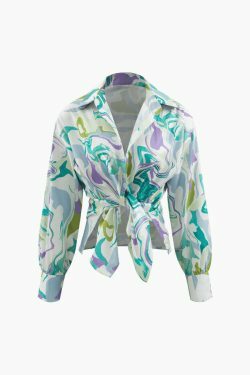 Marble Print Shirt & Pants Set: Y2K Coquette Grunge Aesthetic Cute Tops Past