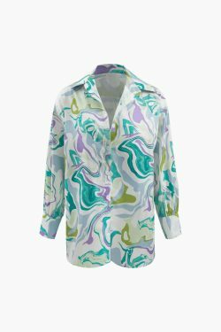 Marble Print Shirt & Pants Set: Y2K Coquette Grunge Aesthetic Cute Tops Past