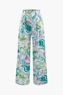 Marble Print Shirt & Pants Set: Y2K Coquette Grunge Aesthetic Cute Tops Past