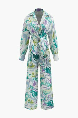 Marble Print Shirt & Pants Set: Y2K Coquette Grunge Aesthetic Cute Tops Past