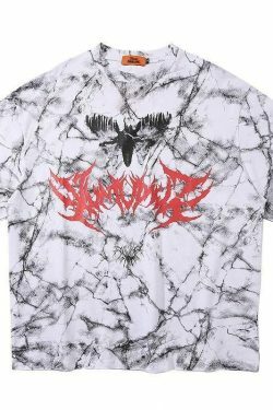 Marbled Death Metal Graphic Tee - Y2K Fashion Aesthetic Shirt for Women