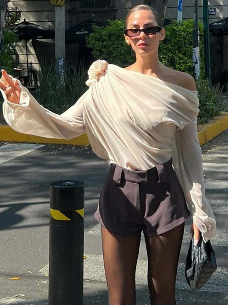 Marshmallow Whisper Coquette Chiffon Top - Y2K Fashion Aesthetic with Delightful Pastel Goth Vibes Marshmallow Whisper Coquette Chiffon Top - Y2K Fashion Aesthetic with Delightful Pastel Goth Vibes