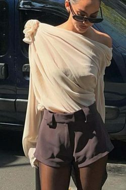 Marshmallow Whisper Coquette Chiffon Top - Y2K Fashion Aesthetic with Delightful Pastel Goth Vibes