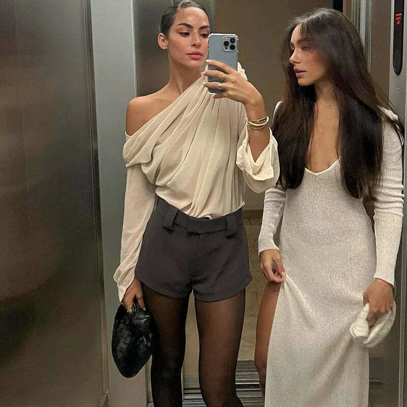 Marshmallow Whisper Coquette Chiffon Top - Y2K Fashion Aesthetic with Delightful Pastel Goth Vibes Marshmallow Whisper Coquette Chiffon Top - Y2K Fashion Aesthetic with Delightful Pastel Goth Vibes