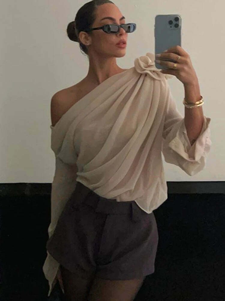 Marshmallow Whisper Coquette Chiffon Top - Y2K Fashion Aesthetic with Delightful Pastel Goth Vibes Marshmallow Whisper Coquette Chiffon Top - Y2K Fashion Aesthetic with Delightful Pastel Goth Vibes